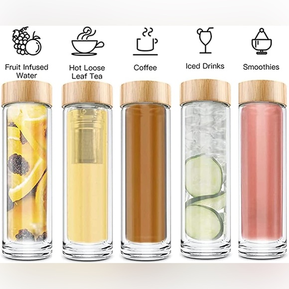 NEW Four O'clock Glass Tea Infuser Travel Mug - Picture 12 of 13